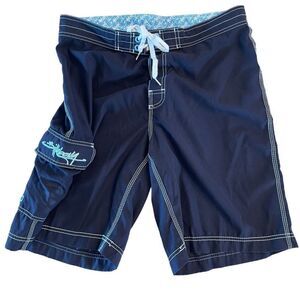 Billabong Mens Surfing Board Shorts Blue Double Lace Tie Polyester Size 34